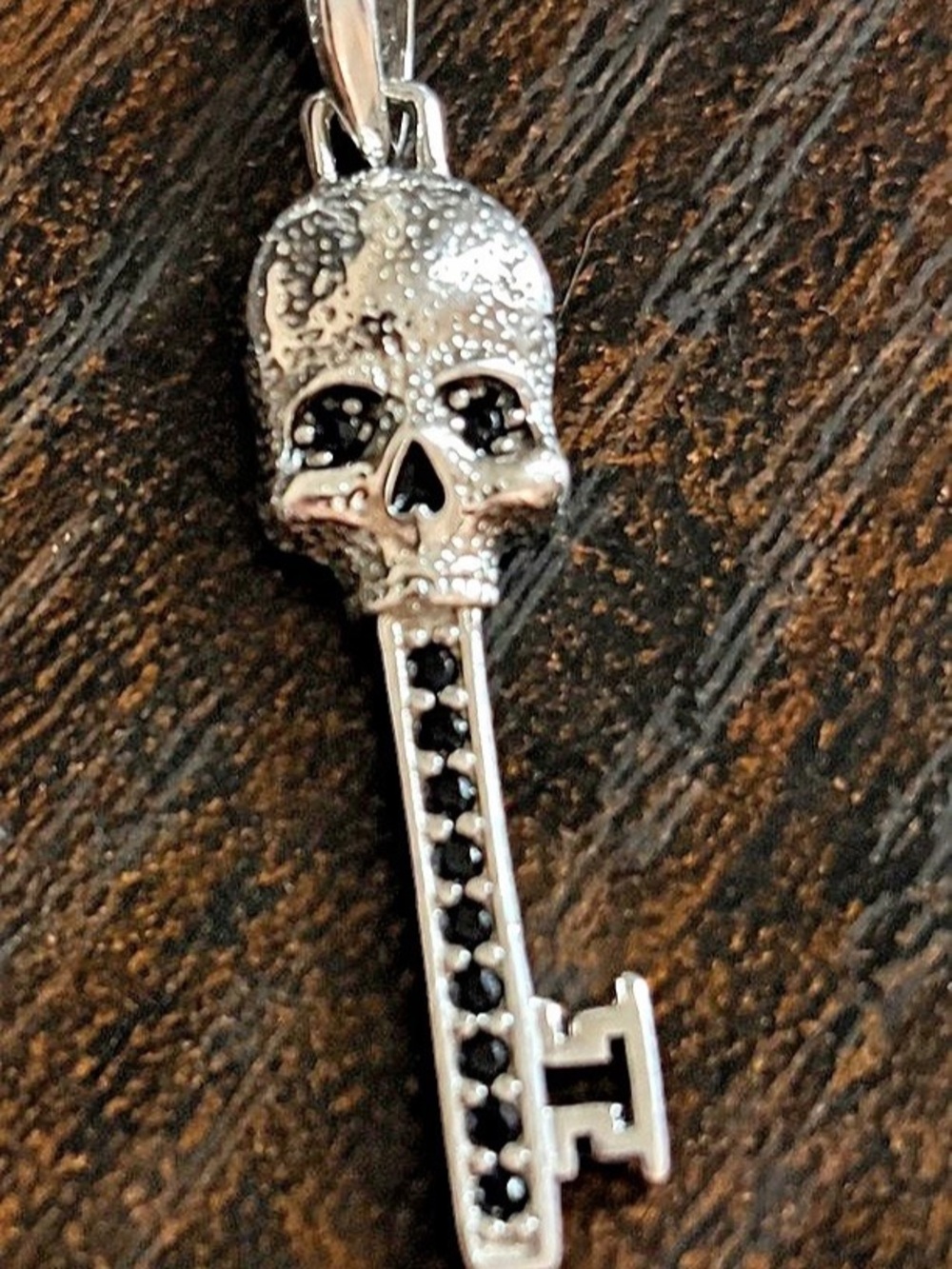 David Yurman Skull Key Pendant Silver & Black Like New